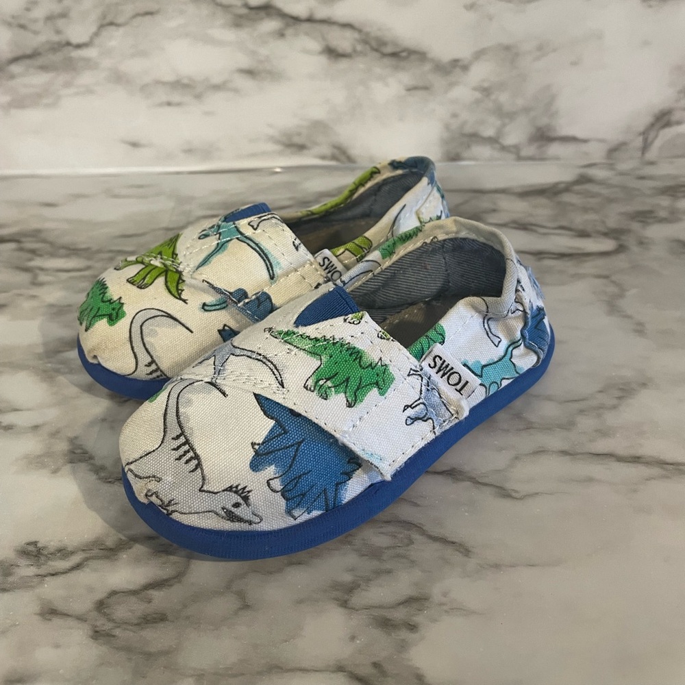 Toms Infant Slip On Dinosaur Shoes Size 5c